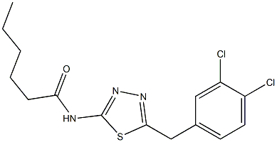 N-[5-(3,4-dichlorobenzyl)-1,3,4-thiadiazol-2-yl]hexanamide Struktur