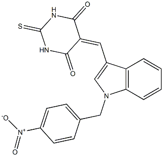 5-[(1-{4-nitrobenzyl}-1H-indol-3-yl)methylene]-2-thioxodihydro-4,6(1H,5H)-pyrimidinedione Struktur