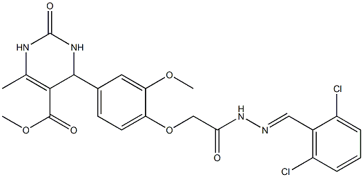 methyl 4-(4-{2-[2-(2,6-dichlorobenzylidene)hydrazino]-2-oxoethoxy}-3-methoxyphenyl)-6-methyl-2-oxo-1,2,3,4-tetrahydro-5-pyrimidinecarboxylate Struktur