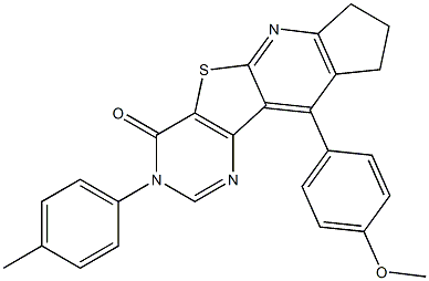 10-(4-methoxyphenyl)-3-(4-methylphenyl)-8,9-dihydro-3H-cyclopenta[5',6']pyrido[3',2':4,5]thieno[3,2-d]pyrimidin-4(7H)-one Struktur