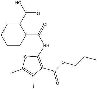 2-({[4,5-dimethyl-3-(propoxycarbonyl)thien-2-yl]amino}carbonyl)cyclohexanecarboxylic acid Struktur