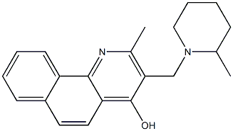 2-methyl-3-[(2-methyl-1-piperidinyl)methyl]benzo[h]quinolin-4-ol Struktur