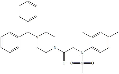 N-[2-(4-benzhydrylpiperazin-1-yl)-2-oxoethyl]-N-(2,4-dimethylphenyl)methanesulfonamide Struktur