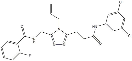 N-[(4-allyl-5-{[2-(3,5-dichloroanilino)-2-oxoethyl]sulfanyl}-4H-1,2,4-triazol-3-yl)methyl]-2-fluorobenzamide Struktur