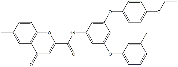 N-[3-(4-ethoxyphenoxy)-5-(3-methylphenoxy)phenyl]-6-methyl-4-oxo-4H-chromene-2-carboxamide Struktur