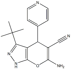 6-amino-3-tert-butyl-4-(4-pyridinyl)-1,4-dihydropyrano[2,3-c]pyrazole-5-carbonitrile Struktur