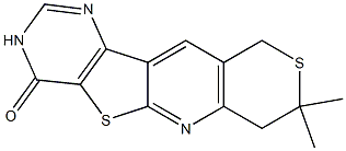 8,8-dimethyl-7,10-dihydro-8H-thiopyrano[3'',4'':5',6']pyrido[3',2':4,5]thieno[3,2-d]pyrimidin-4(3H)-one Struktur