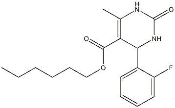 hexyl 4-(2-fluorophenyl)-6-methyl-2-oxo-1,2,3,4-tetrahydro-5-pyrimidinecarboxylate Struktur