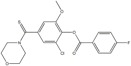 2-chloro-6-methoxy-4-(4-morpholinylcarbothioyl)phenyl 4-fluorobenzoate Struktur