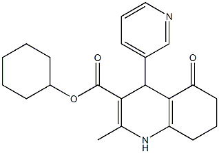 cyclohexyl 2-methyl-5-oxo-4-(3-pyridinyl)-1,4,5,6,7,8-hexahydro-3-quinolinecarboxylate Struktur