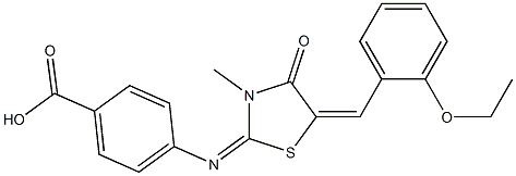 4-{[5-(2-ethoxybenzylidene)-3-methyl-4-oxo-1,3-thiazolidin-2-ylidene]amino}benzoic acid Struktur