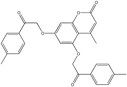 4-methyl-5,7-bis[2-(4-methylphenyl)-2-oxoethoxy]-2H-chromen-2-one Struktur