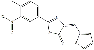 2-{3-nitro-4-methylphenyl}-4-(2-thienylmethylene)-1,3-oxazol-5(4H)-one Struktur