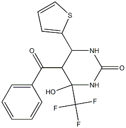 5-benzoyl-4-hydroxy-6-thien-2-yl-4-(trifluoromethyl)tetrahydropyrimidin-2(1H)-one Struktur