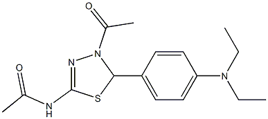 N-{4-acetyl-5-[4-(diethylamino)phenyl]-4,5-dihydro-1,3,4-thiadiazol-2-yl}acetamide Struktur