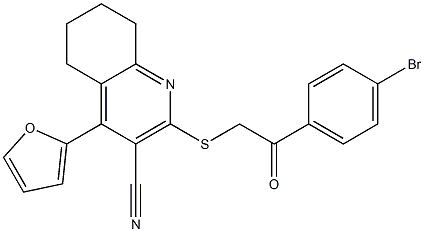 2-{[2-(4-bromophenyl)-2-oxoethyl]sulfanyl}-4-(2-furyl)-5,6,7,8-tetrahydro-3-quinolinecarbonitrile Struktur