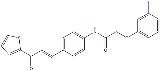 2-(3-methylphenoxy)-N-{4-[3-oxo-3-(2-thienyl)-1-propenyl]phenyl}acetamide Struktur