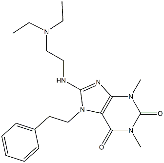 8-{[2-(diethylamino)ethyl]amino}-1,3-dimethyl-7-(2-phenylethyl)-3,7-dihydro-1H-purine-2,6-dione Struktur