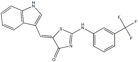 5-(1H-indol-3-ylmethylene)-2-[3-(trifluoromethyl)anilino]-1,3-thiazol-4(5H)-one Struktur