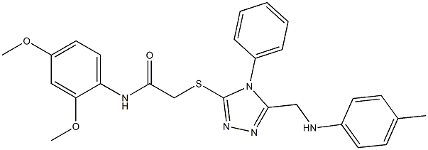 N-(2,4-dimethoxyphenyl)-2-{[4-phenyl-5-(4-toluidinomethyl)-4H-1,2,4-triazol-3-yl]sulfanyl}acetamide Struktur