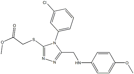 methyl {[4-(3-chlorophenyl)-5-({[4-(methyloxy)phenyl]amino}methyl)-4H-1,2,4-triazol-3-yl]sulfanyl}acetate Struktur