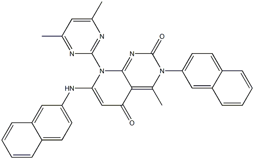 8-(4,6-dimethyl-2-pyrimidinyl)-4-methyl-3-(2-naphthyl)-7-(2-naphthylamino)pyrido[2,3-d]pyrimidine-2,5(3H,8H)-dione Struktur