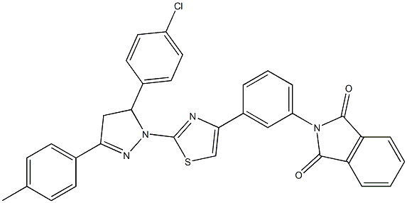 2-(3-{2-[5-(4-chlorophenyl)-3-(4-methylphenyl)-4,5-dihydro-1H-pyrazol-1-yl]-1,3-thiazol-4-yl}phenyl)-1H-isoindole-1,3(2H)-dione Struktur