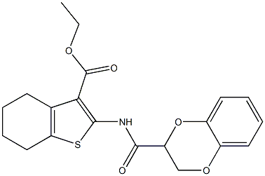 ethyl 2-[(2,3-dihydro-1,4-benzodioxin-2-ylcarbonyl)amino]-4,5,6,7-tetrahydro-1-benzothiophene-3-carboxylate Struktur