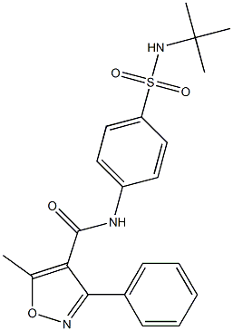 N-{4-[(tert-butylamino)sulfonyl]phenyl}-5-methyl-3-phenylisoxazole-4-carboxamide Struktur