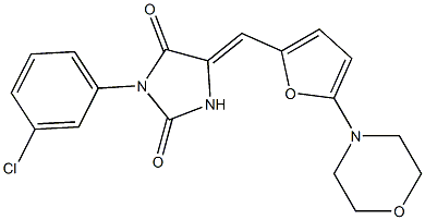 3-(3-chlorophenyl)-5-{[5-(4-morpholinyl)-2-furyl]methylene}-2,4-imidazolidinedione Struktur