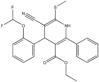 ethyl 5-cyano-4-[2-(difluoromethoxy)phenyl]-6-(methylsulfanyl)-2-phenyl-1,4-dihydropyridine-3-carboxylate Struktur