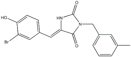 5-(3-bromo-4-hydroxybenzylidene)-3-(3-methylbenzyl)-2,4-imidazolidinedione Struktur