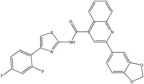 2-(1,3-benzodioxol-5-yl)-N-[4-(2,4-difluorophenyl)-1,3-thiazol-2-yl]-4-quinolinecarboxamide Struktur