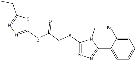 2-{[5-(2-bromophenyl)-4-methyl-4H-1,2,4-triazol-3-yl]sulfanyl}-N-(5-ethyl-1,3,4-thiadiazol-2-yl)acetamide Struktur