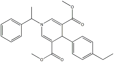 dimethyl 4-(4-ethylphenyl)-1-(1-phenylethyl)-1,4-dihydro-3,5-pyridinedicarboxylate Struktur