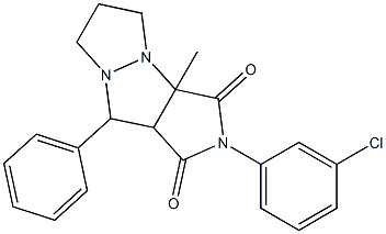 2-(3-chlorophenyl)-3a-methyl-9-phenyltetrahydro-5H-pyrazolo[1,2-a]pyrrolo[3,4-c]pyrazole-1,3(2H,3aH)-dione Struktur