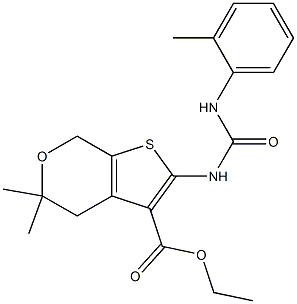 ethyl 5,5-dimethyl-2-[(2-toluidinocarbonyl)amino]-4,7-dihydro-5H-thieno[2,3-c]pyran-3-carboxylate Struktur