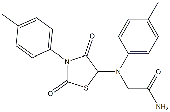 2-{(4-methylphenyl)[3-(4-methylphenyl)-2,4-dioxo-1,3-thiazolidin-5-yl]amino}acetamide Struktur