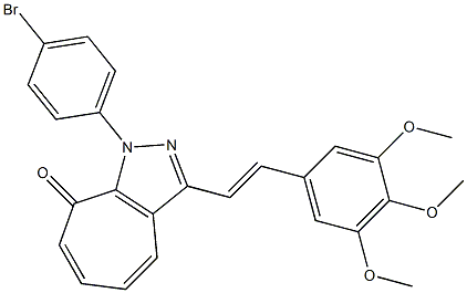 1-(4-bromophenyl)-3-[2-(3,4,5-trimethoxyphenyl)vinyl]cyclohepta[c]pyrazol-8(1H)-one Struktur