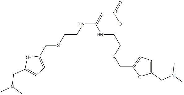 1,11-bis{5-[(dimethylamino)methyl]-2-furyl}-6-{nitromethylene}-2,10-dithia-5,7-diazaundecane Struktur