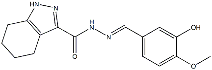 N'-(3-hydroxy-4-methoxybenzylidene)-4,5,6,7-tetrahydro-1H-indazole-3-carbohydrazide Struktur