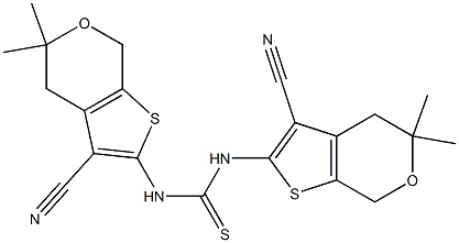 N,N'-bis(3-cyano-5,5-dimethyl-4,7-dihydro-5H-thieno[2,3-c]pyran-2-yl)thiourea Struktur