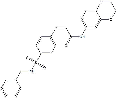 2-{4-[(benzylamino)sulfonyl]phenoxy}-N-(2,3-dihydro-1,4-benzodioxin-6-yl)acetamide Struktur