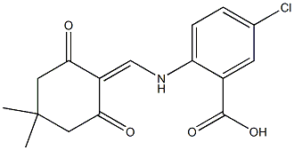 5-chloro-2-{[(4,4-dimethyl-2,6-dioxocyclohexylidene)methyl]amino}benzoic acid Struktur