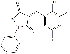 4-(2-hydroxy-3,5-diiodobenzylidene)-1-phenyl-3,5-pyrazolidinedione Struktur