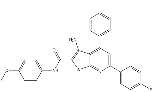 3-amino-6-(4-fluorophenyl)-N-(4-methoxyphenyl)-4-(4-methylphenyl)thieno[2,3-b]pyridine-2-carboxamide Struktur