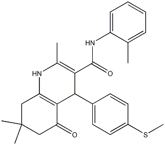 2,7,7-trimethyl-N-(2-methylphenyl)-4-[4-(methylsulfanyl)phenyl]-5-oxo-1,4,5,6,7,8-hexahydroquinoline-3-carboxamide Struktur