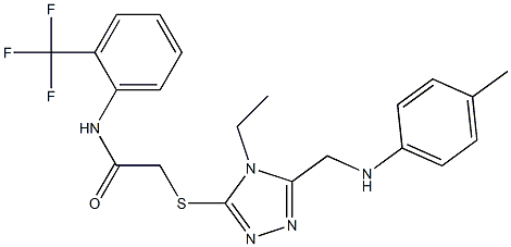 2-{[4-ethyl-5-(4-toluidinomethyl)-4H-1,2,4-triazol-3-yl]sulfanyl}-N-[2-(trifluoromethyl)phenyl]acetamide Struktur