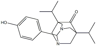 2-(4-hydroxyphenyl)-5,7-diisopropyl-1,3-diazatricyclo[3.3.1.1~3,7~]decan-6-one Struktur