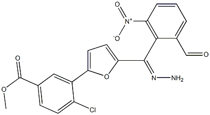 methyl 4-chloro-3-[5-(2-{3-nitrobenzoyl}carbohydrazonoyl)-2-furyl]benzoate Struktur